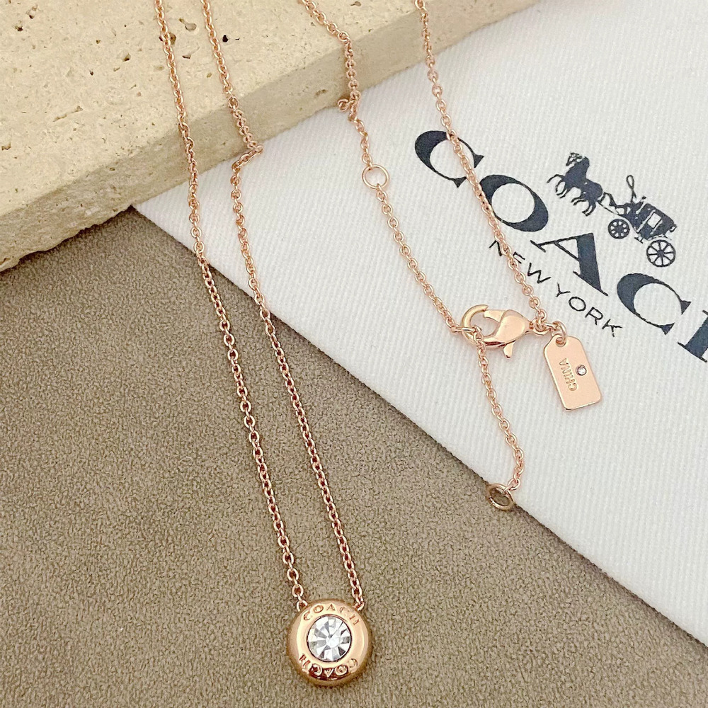 Coach Geometric Round Diamond Choker Necklace Metal